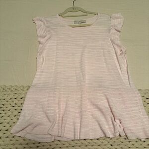 EUC LOFT peplum sweater with ruffle sleeves, light pink, sz XL